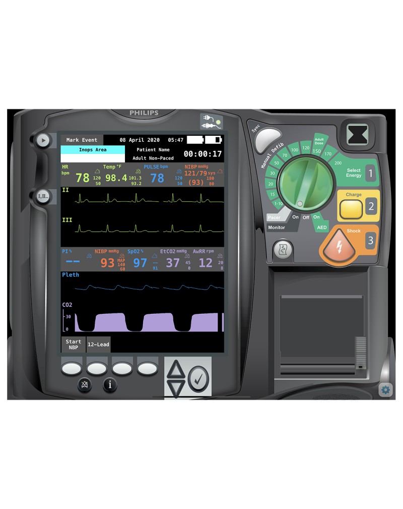 Philips HeartStart MRx Emergency Care Patient Monitor Screen Simulation for REALITi 360