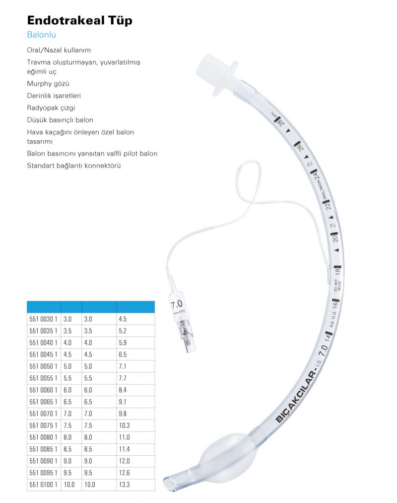 Endotrakeal Tüp (Balonlu)