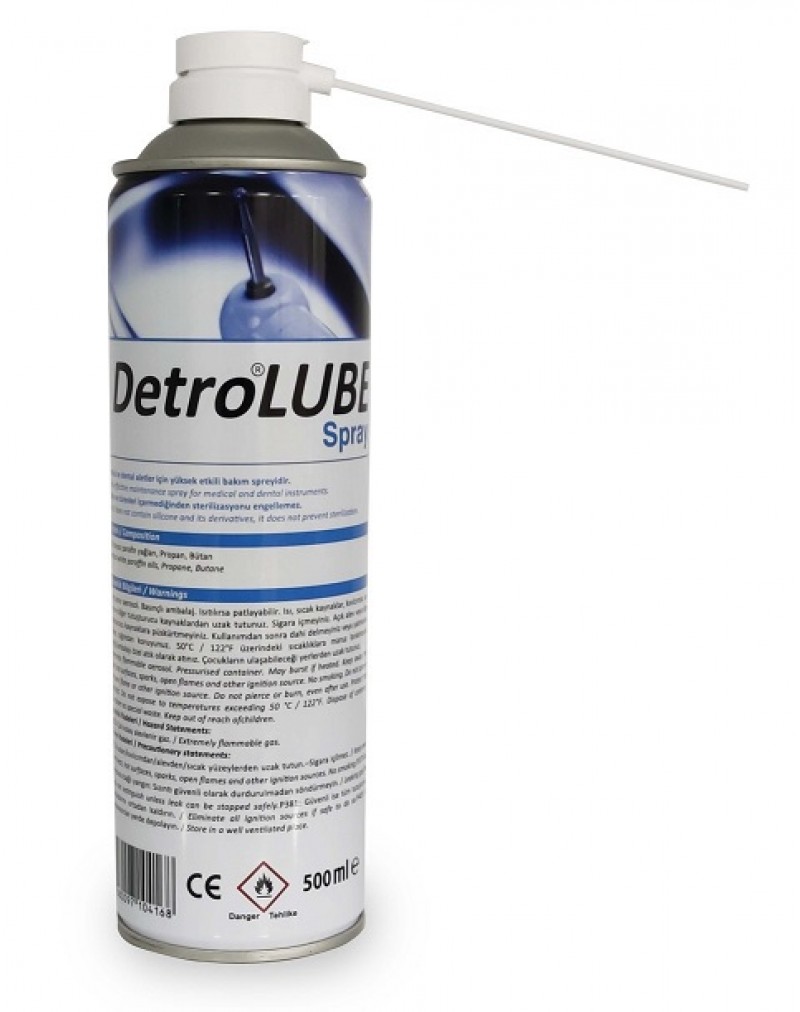 DETRO LUBE SPRAY Cerrahi Aletler ve Aeratör Başlıkları için Yağlayıcı Bakım Spreyi