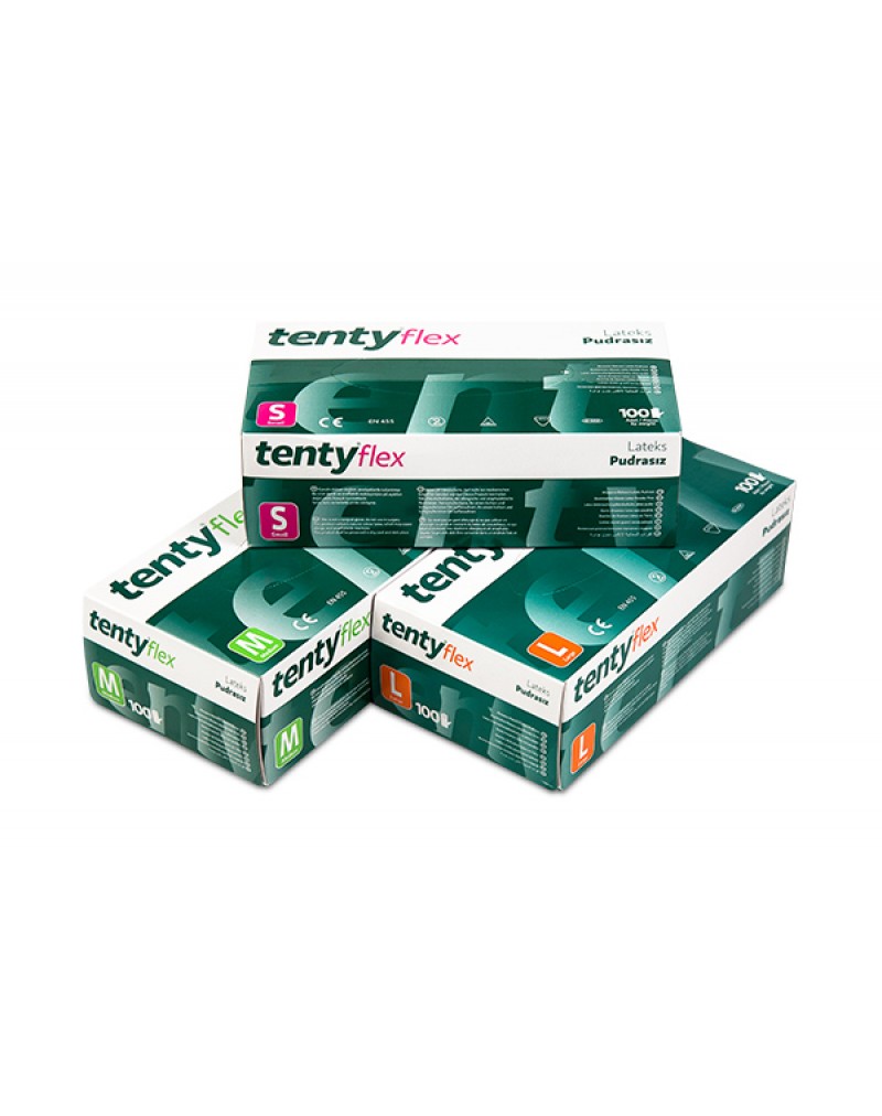 TENTY® Flex  Lateks Pudrasız Muayene Eldiveni 