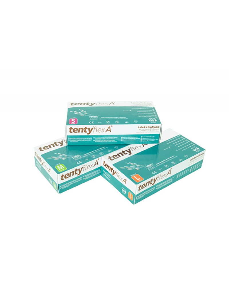 TENTY® Flex A+ Lateks Pudrasız Muayene Eldiveni 