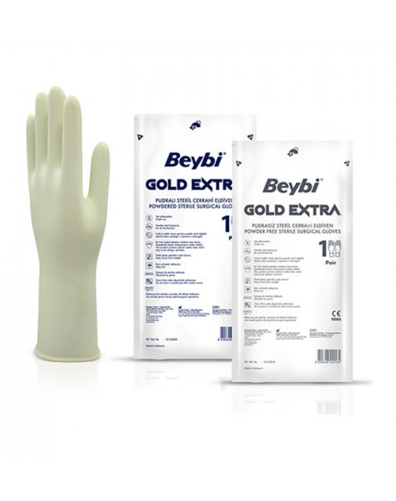 Beybi Gold Extra Cerrahi Eldiven - Pudrasız