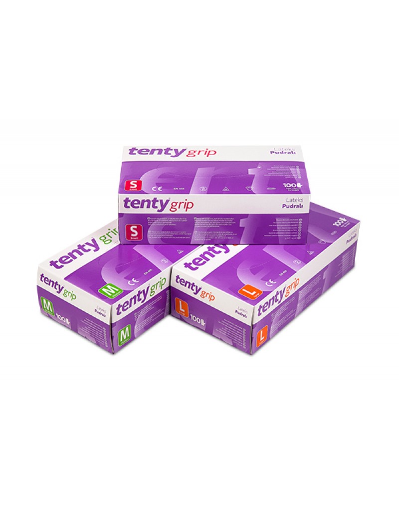 TENTY® Grip Lateks Pudralı Muayene Eldiveni 