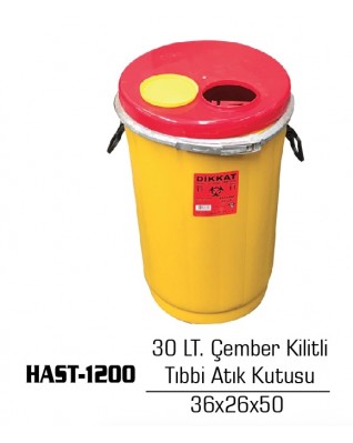 Çember Kilitli Tıbbi Atık Kutusu 30 lt